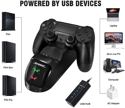 DOBE PS4 Controller Charger, Dual Shock 4 Controller Charging Docking Station