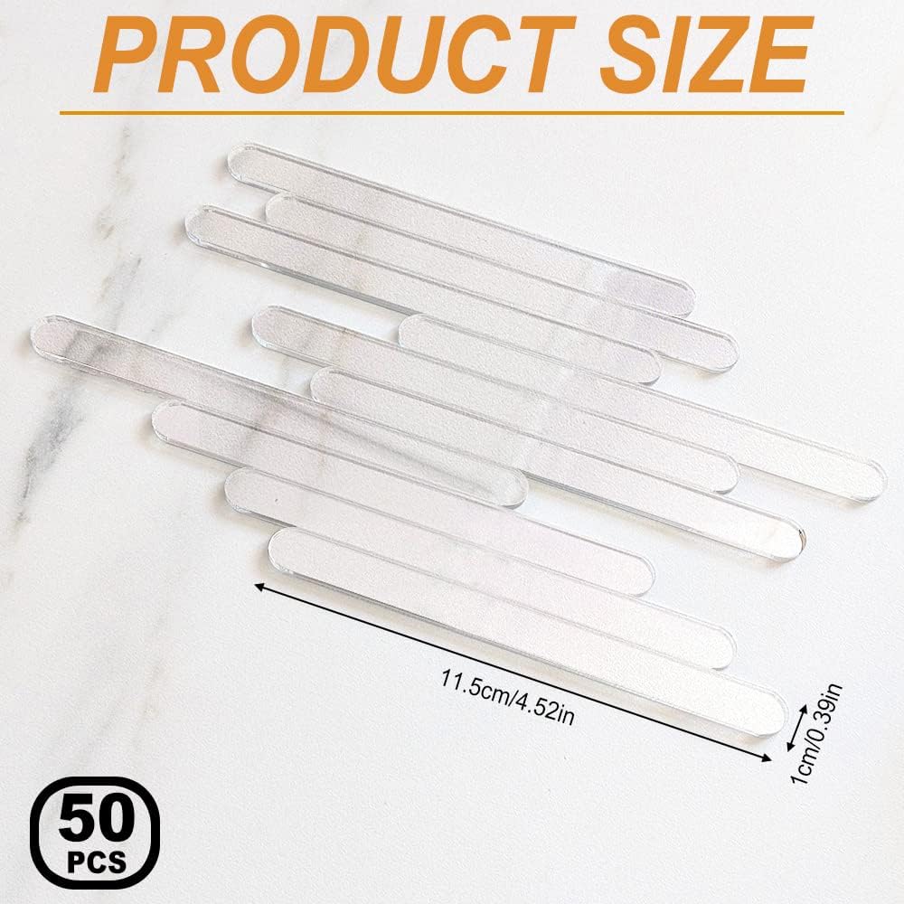 50 Pieces 4.5 Inch Acrylic Cakesicle Popsicle Sticks, Reusable Cakesicle Sticks, Mirror Ice Cream Sticks, Acrylic Ice Lolly Stick for Ice Cream, Cake (Transparent)