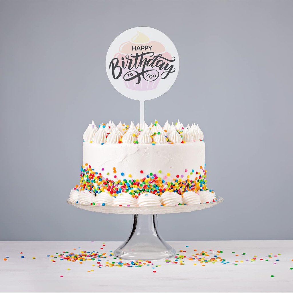 10 PCS Round Acrylic Cake Toppers Clear Blank Circle DIY Cake Topper Blanks for Personalized Custom Wedding and Birthday Party Cake Decorations