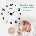 3D Wall Clock DIY Large Size Modern Frameless Self Adhesive Acrylic Sticker Letters for Home Office Empty Wall Decorations