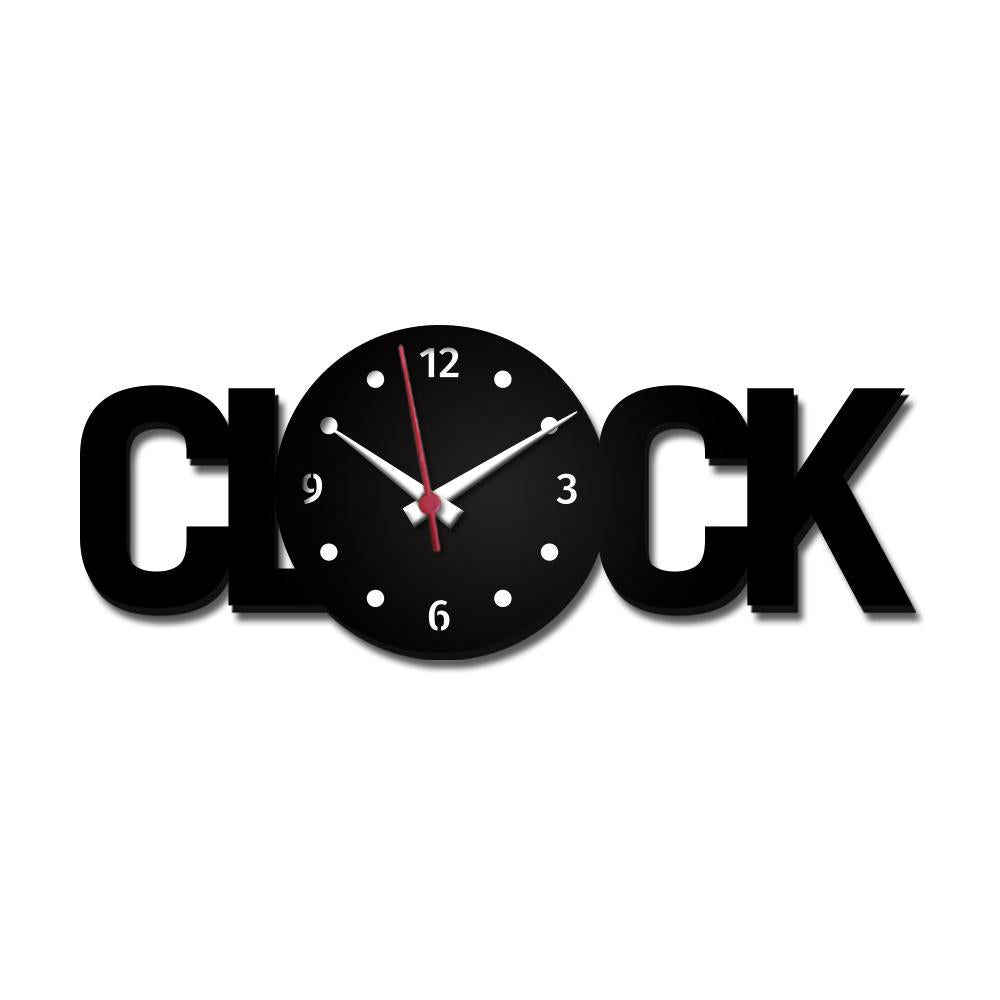 CLOCK Text Shape Acrylic 3D Wall Clock(Medium)