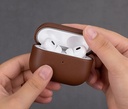 AirPods Pro 2 Leather Case Protective Cover, Shockproof Shell Dust/Dirt Proof Hard Case (Not for AirPods Pro 1st Gen) - Brown