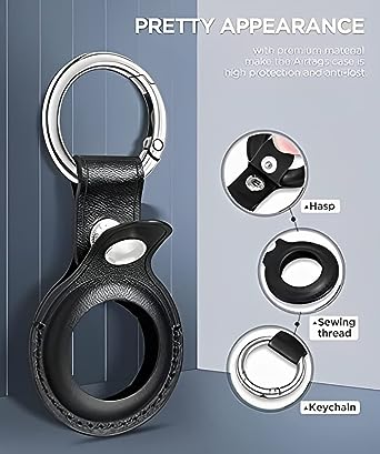 Leather AirTag Keyring Case Air tag Holder black (1 Pc)