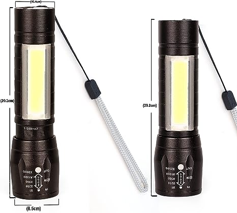 Tactical Flashlight Zoomable 3 Modes USB Charging Torch