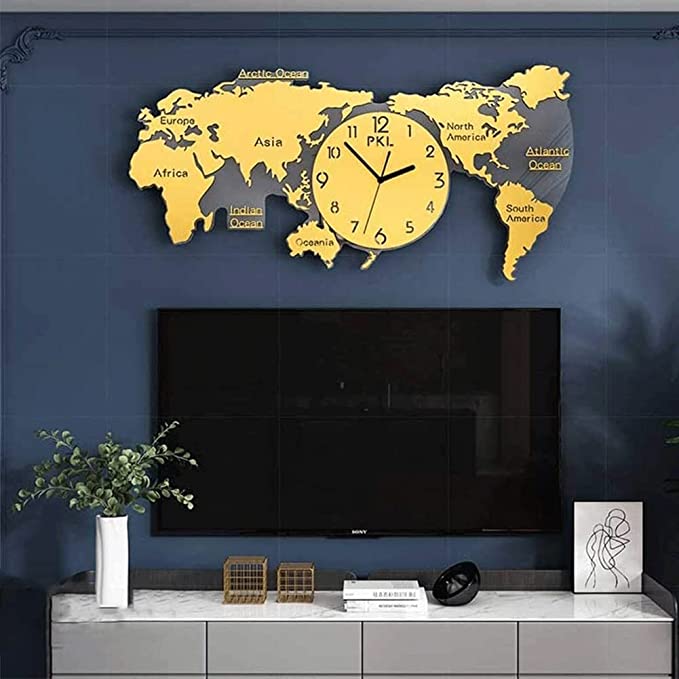 World Map 3D Digital Hanging Ultra Quiet Acrylic Wall clock