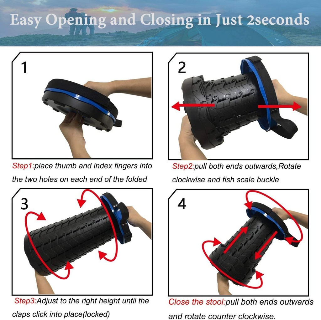 Portable Retractable Folding Stool,Telescoping Foldable Camping Stool (Mixed  Color)