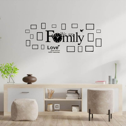 WE ARE FAMILY CLOCK WITH FRAMES