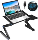 Portable Adjustable Aluminum Laptop TABLE W/FANS[25.4D x 48.8W x 1.3H centimeters]