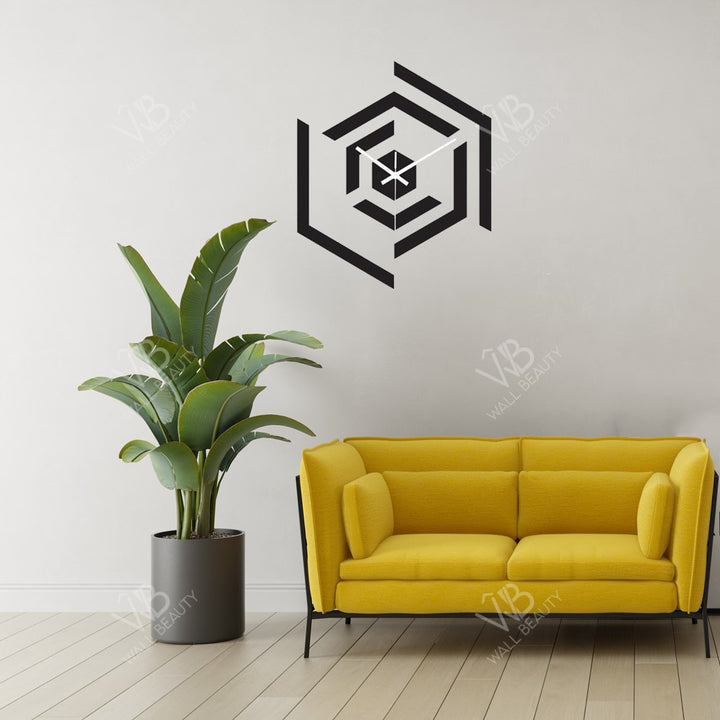 Hexagon Lines 3d Wall Clock L (24×24)