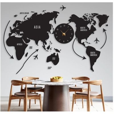 WORLD MAP STYLISH 3D WALL CLOCK LARGE