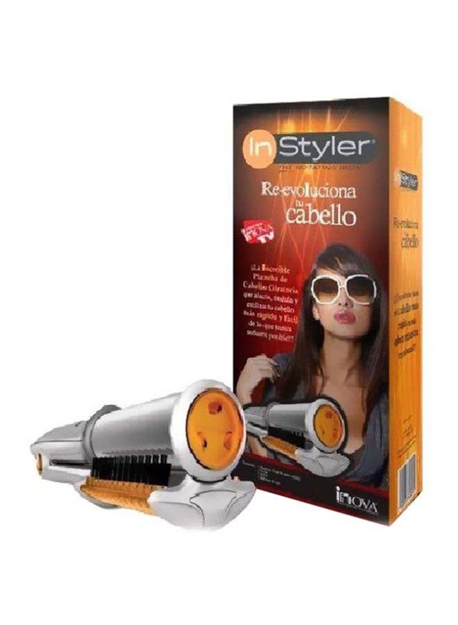 Generic Rotating Hot Iron Hair Styler Silver Yellow Black