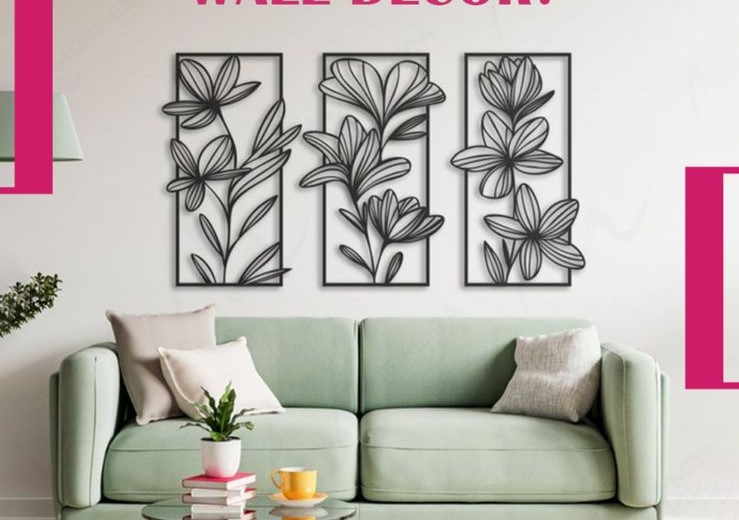 3 Flower Wall Hanging Frame (18x12 inch)