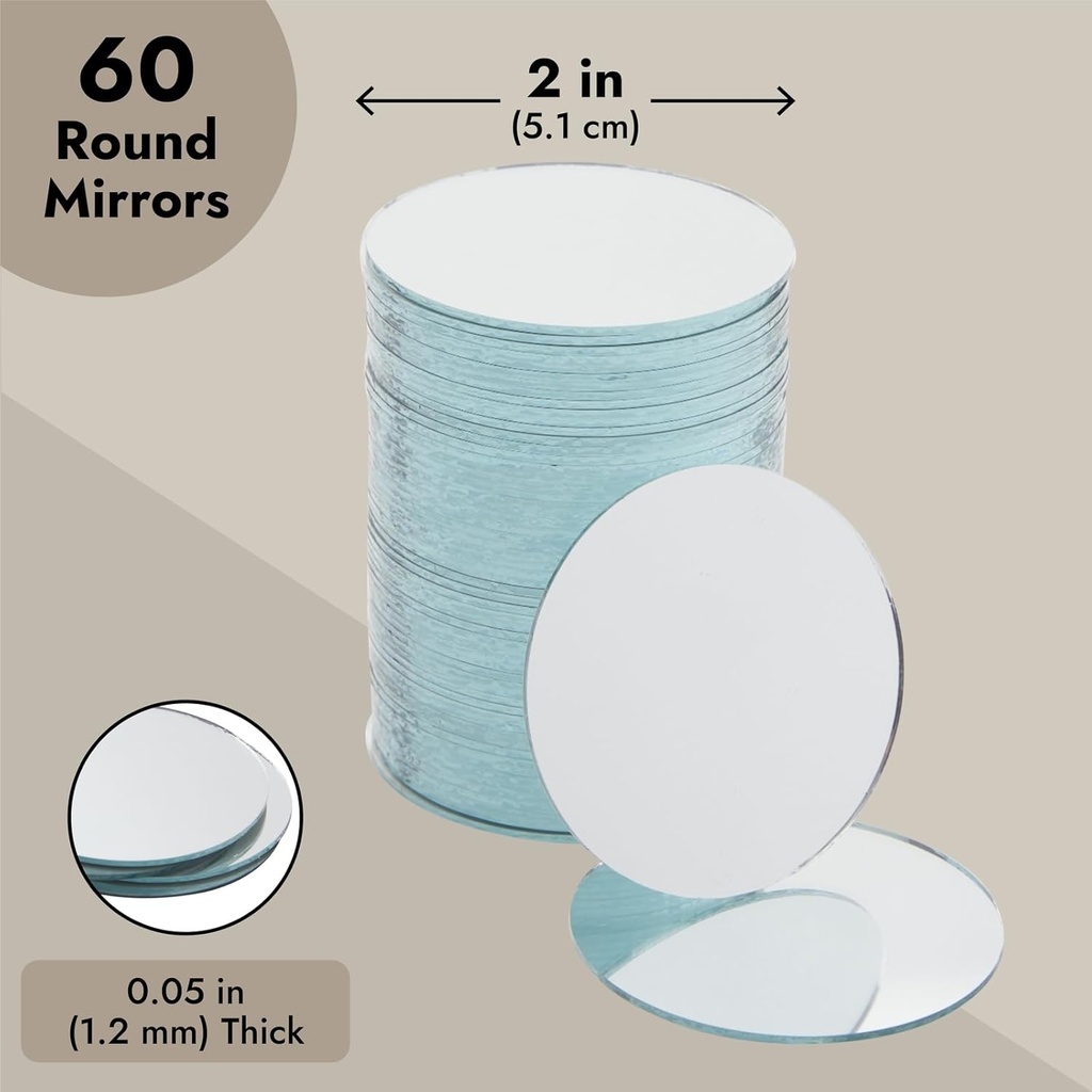 60 PCS - 2 INCH MIRROR-ROUND