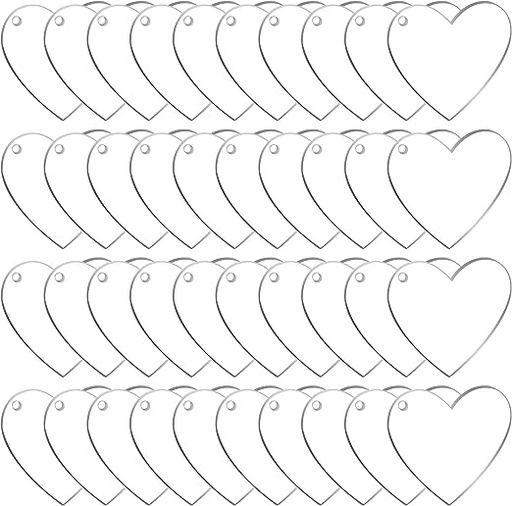 60 Pack 2 Inch Acrylic Heart Keychain Blanks Acrylic Hearts Discs with Hole 1/8 inch Thick for DIY Keychain, Vinyl Projects, Gift Tags, Valentine's Day Ornaments