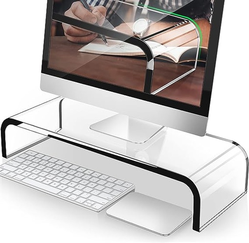 Acrylic Monitor Stand, Custom Size Monitor Riser/Computer Stand for Home Office Business w/Sturdy Platform, PC Desk Stand for Keyboard Storage & Multi-Media Laptop Printer TV Screen (8MM)