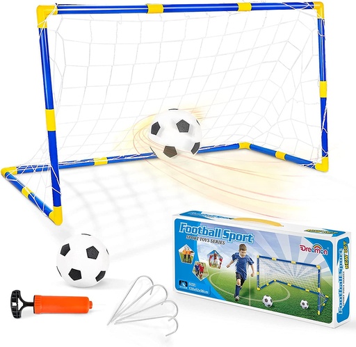 GOAL FOOTBALL SPORTS GOAL POST NET WITH BALL PUMP(46D x 120W x 60H cm)