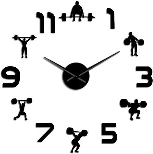 3D DIY GYM Wall Clock Acrylic Mirror Surface Decoration Wall Clock